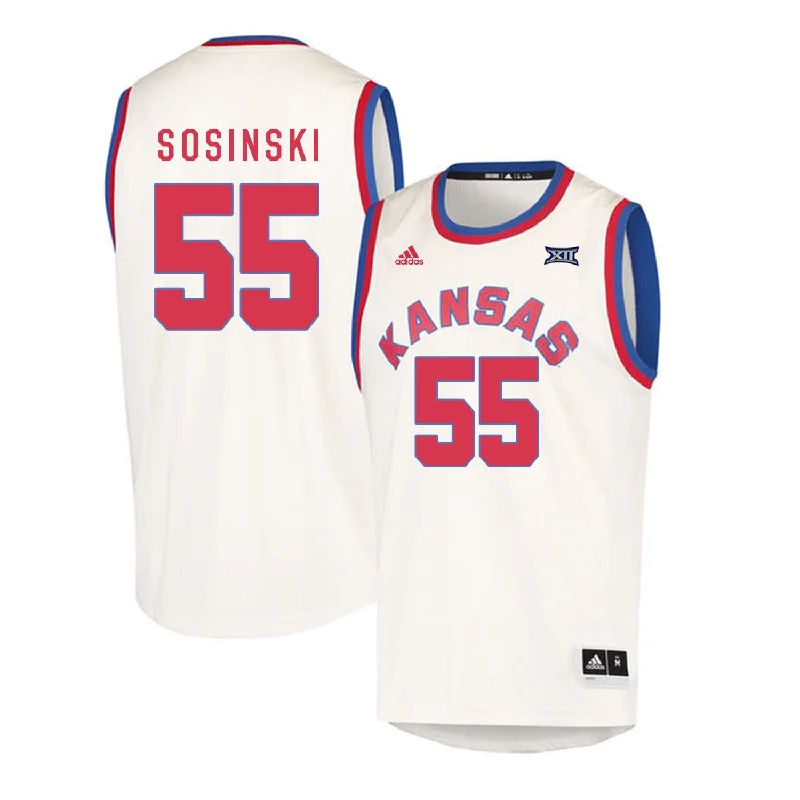 Basketball Jersey for Lightweight and Durable Wear-Kansas Jayhawks 55 Jame Sosinski Cream Throwback College Basketball Basketball Jersey