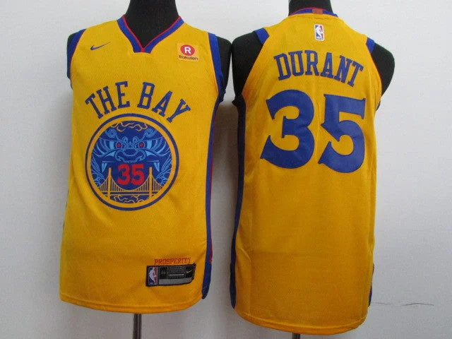 Basketball Jersey for High-Quality Design-Warriors 35 Kevin Durant Gold City Edition Authentic Basketball Jersey