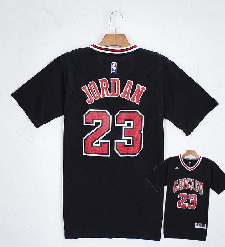 Basketball Jersey for Breathable Basketball Gear-Bulls 23 Jordan Black Short Sleeve Basketball Jerseys