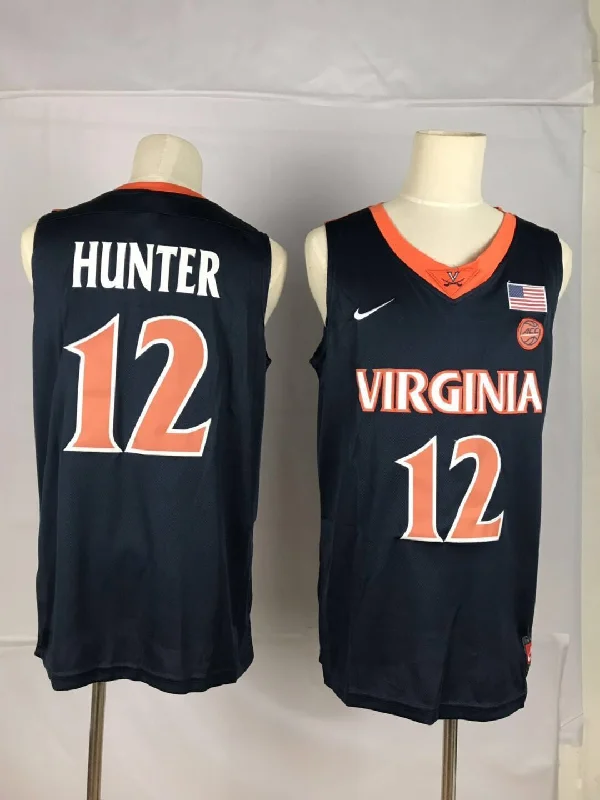 Basketball Jersey for Professional Player Performance-Virginia Cavaliers 12 DeAndre Hunter Navy College Basketball Basketball Jersey