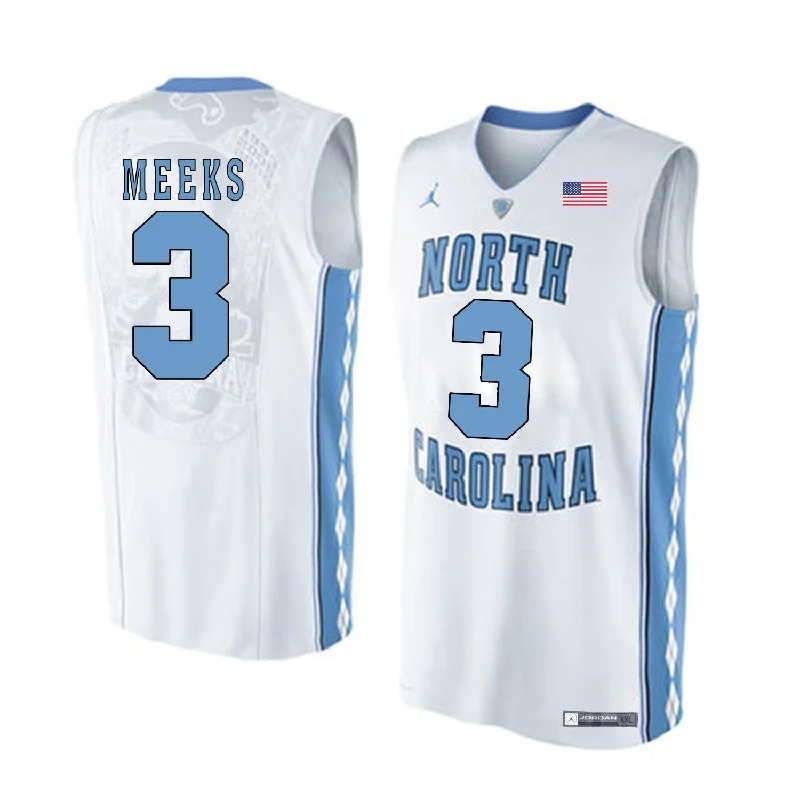 Basketball Jersey for Full-Body Performance Fit-North Carolina Tar Heels 3 Kennedy Meeks White College Basketball Basketball Jersey