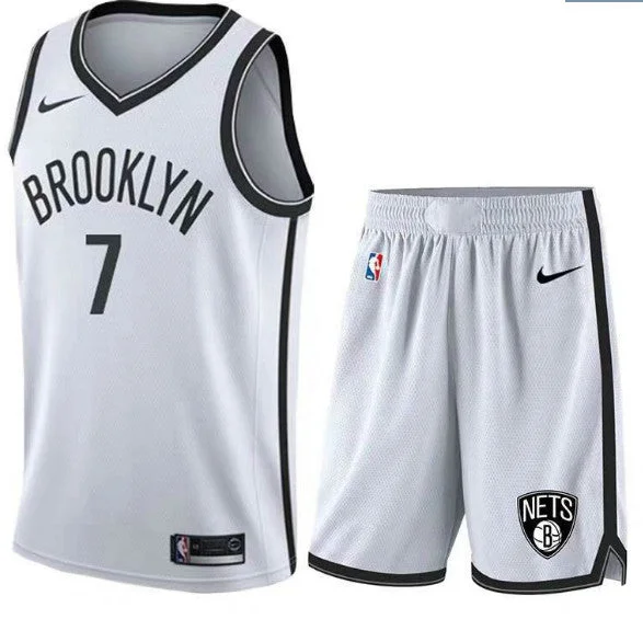 Basketball Jersey for Stylish Fan Apparel-Nets 7 Kevin Durant White Swingman Basketball Jersey(With Shorts)