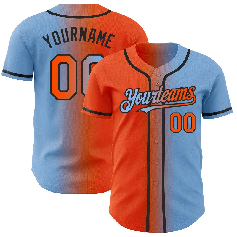 Baseball Jersey for Authentic Team Design-Custom Light Blue Orange-Black Authentic Gradient Fashion Baseball Jersey