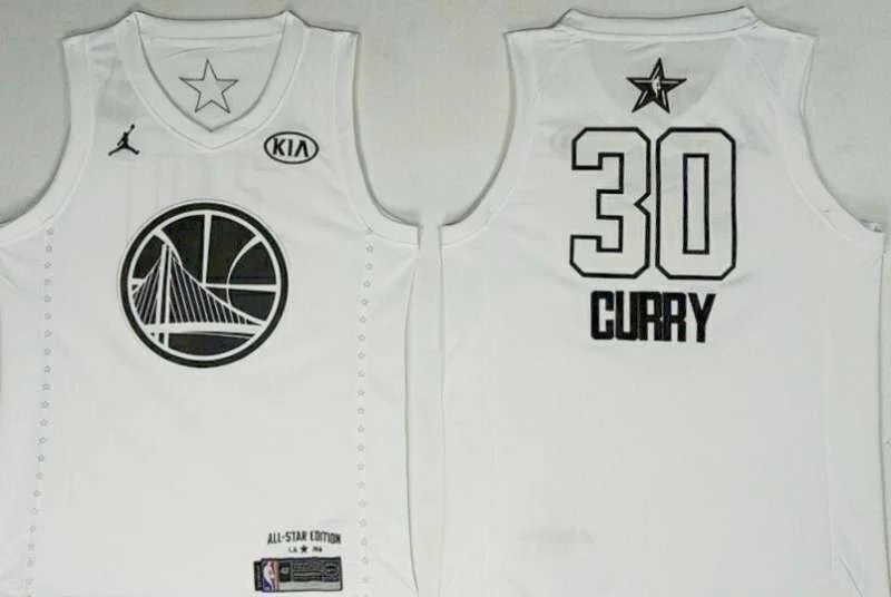 Basketball Jersey for Comfortable All-Day Wear-Warriors 30 Stephen Curry White 2018 All-Star Game Jordan Brand Authentic Basketball Jersey