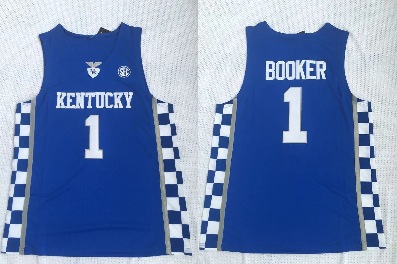 Basketball Jersey for Kids Custom Uniforms-Kentucky Wildcats 1 Devin Booker Blue College Basketball Basketball Jersey