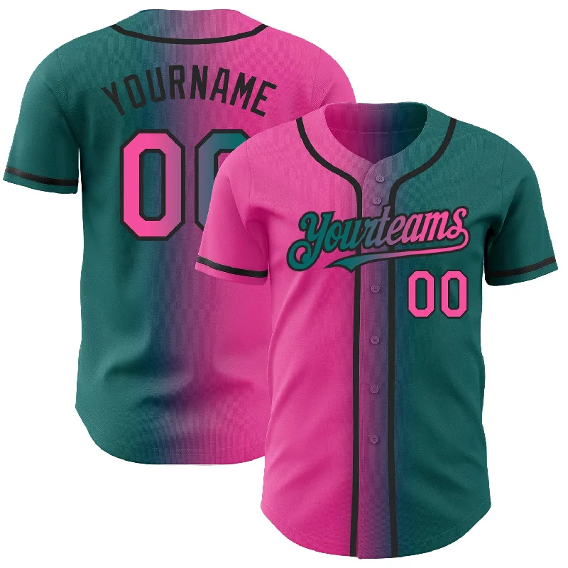 Baseball Jersey for Authentic Team Spirit-Custom Teal Pink-Black Authentic Gradient Fashion Baseball Jersey