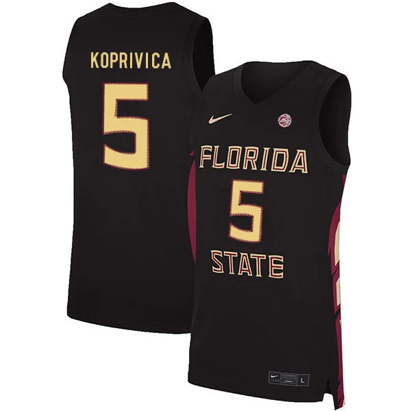 Basketball Jersey for Customizable Athletic Wear-Florida State Seminoles 5 Balsa Koprivica Black Basketball College Basketball Jersey