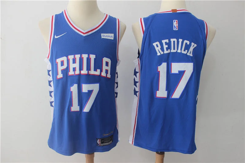 Basketball Jersey for Custom Name and Numbering-76ers 17 J.J. Redick Blue Authentic Basketball Jersey