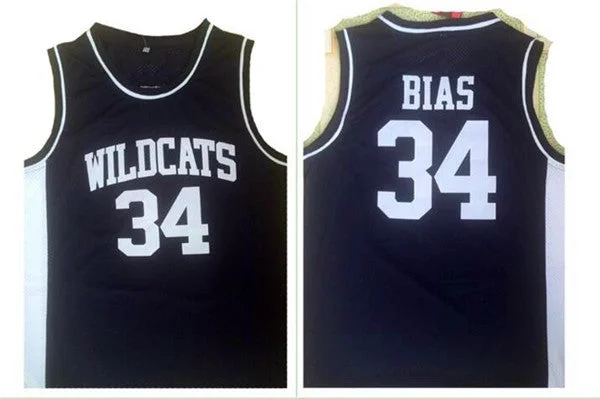 Basketball Jersey for Youth-Wildcats High School 34 Len Bias Black Basketball Basketball Jersey