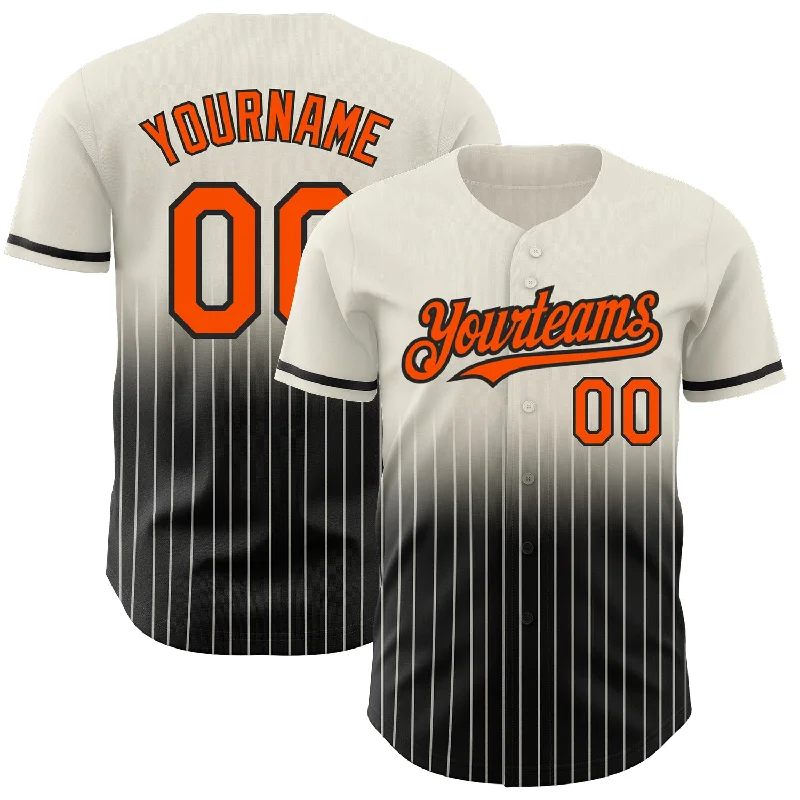 Baseball Jersey for Customized Jersey Fit-Custom Cream Pinstripe Orange-Black Authentic Fade Fashion Baseball Jersey