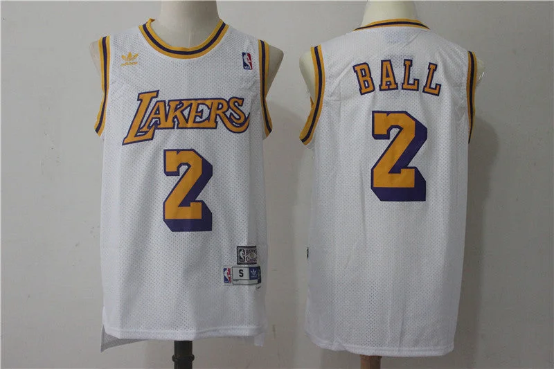 Basketball Jersey for Casual Wear and Sports Events-Lakers 2 Lonzo Ball White Hardwood Classics Basketball Jersey