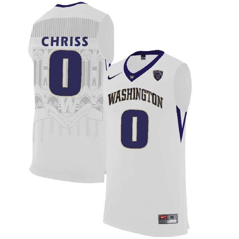 Basketball Jersey for Custom Fan Gear and Merchandise-Washington Huskies 0 Marquese Chriss White College Basketball Basketball Jersey