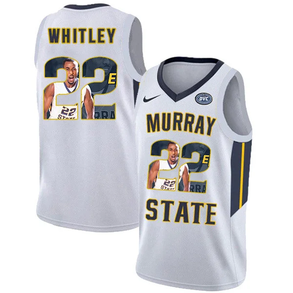 Basketball Jersey for School Spirit-Murray State Racers 22 Brion Whitley White Fahion College Basketball Basketball Jersey