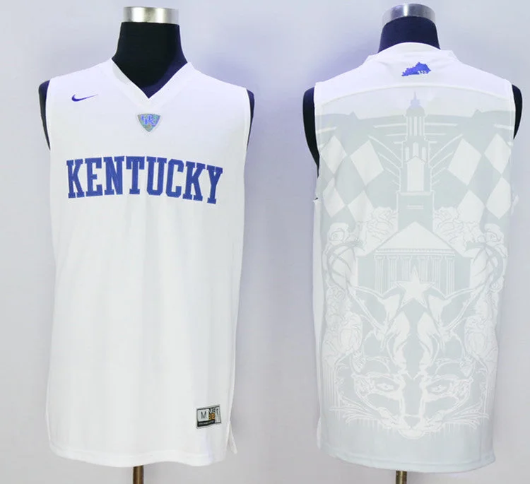 Basketball Jersey for Fan Support Apparel-Kentucky Wildcats Blank White College Basketball Basketball Jersey