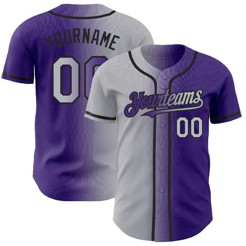 Baseball Jersey for Professional Team Gear-Custom Purple Gray-Black Authentic Gradient Fashion Baseball Jersey