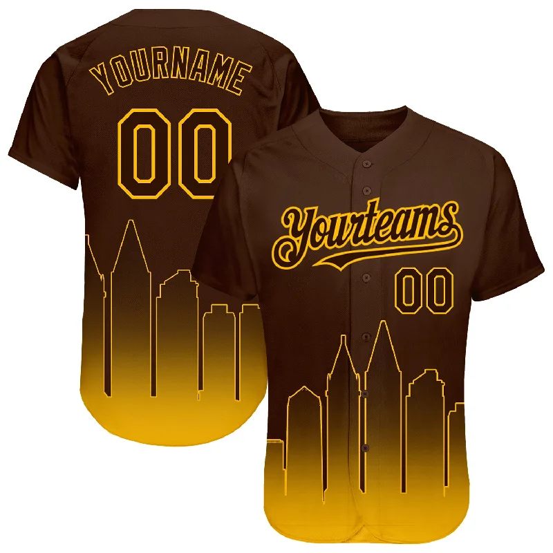 Baseball Jersey for Girls-Custom Brown Gold 3D San Diego City Edition Fade Fashion Authentic Baseball Jersey