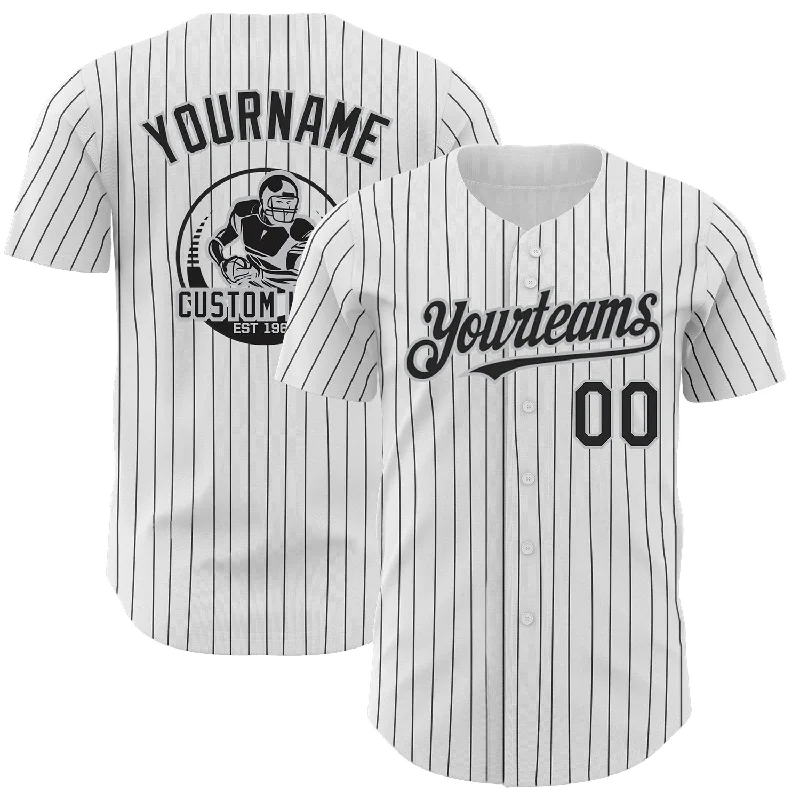 Baseball Jersey for Premium Game-Day Apparel-Custom White Black Pinstripe Gray Authentic Baseball Jersey