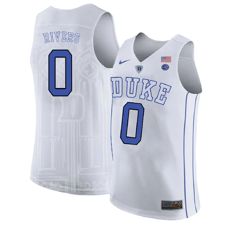 Basketball Jersey for Custom Team Uniforms-Duke Blue Devils 0 Austin Rivers White College Basketball Basketball Jersey