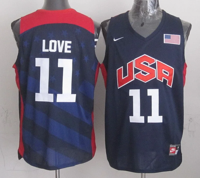 Basketball Jersey for Premium Fabric Finish-USA 11 Love Blue 2012 Basketball Jerseys