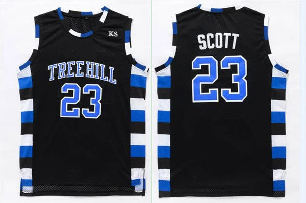 Basketball Jersey for High-Performance Game Gear-One Three Hill 23 Scott Black Stitched Basketball Jersey