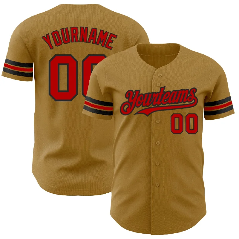 Baseball Jersey for All-Age Groups-Custom Old Gold Red-Black Authentic Baseball Jersey