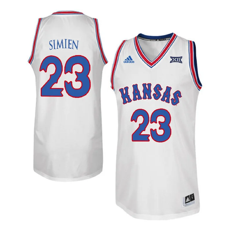 Basketball Jersey for Comfortable, Soft Design-Kansas Jayhawks 23 Wayne Simien White Throwback College Basketball Basketball Jersey