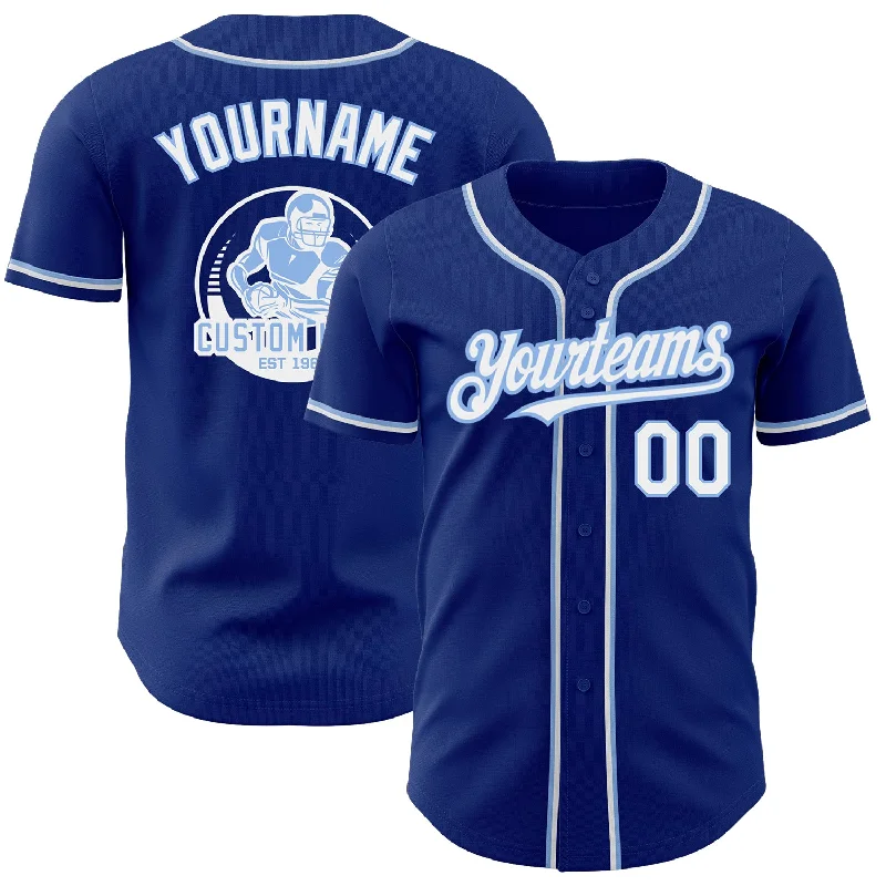 Baseball Jersey for Collectible Items-Custom Royal White-Light Blue Authentic Baseball Jersey