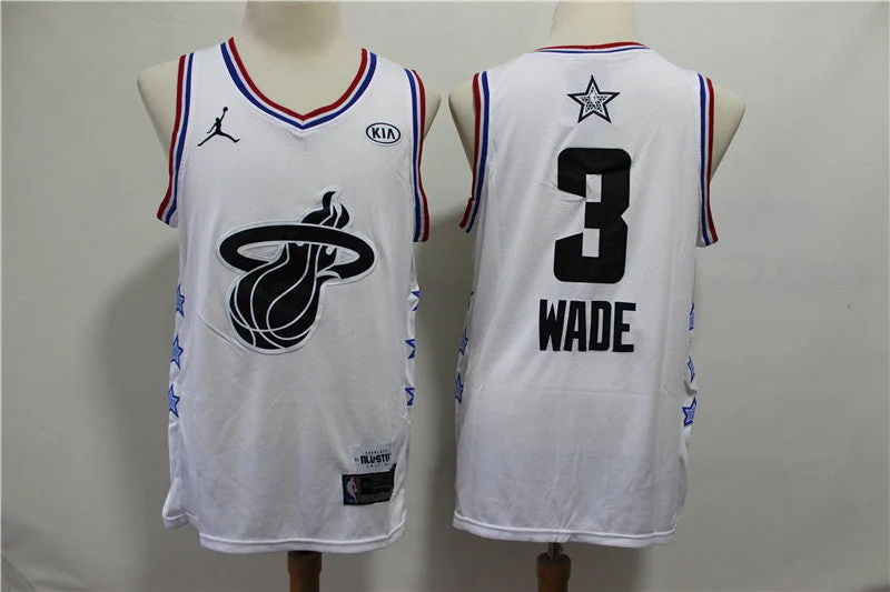 Basketball Jersey for School Spirit-Heat 3 Dwyane Wade White 2019 All-Star Game Jordan Brand Swingman Basketball Jersey