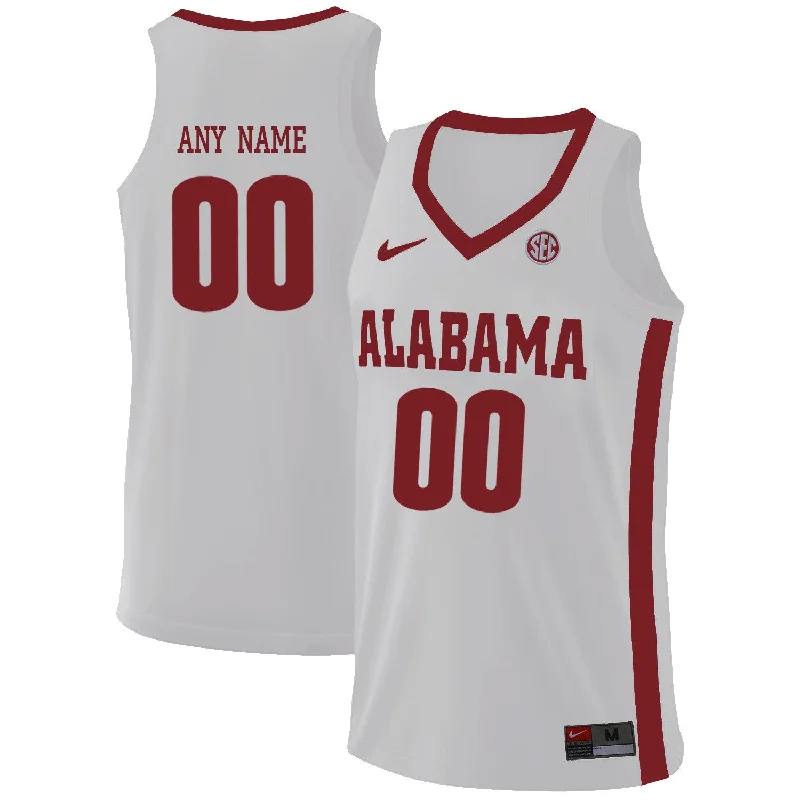 Basketball Jersey for All-Around Basketball Performance-Alabama Crimson Tide White Men's Customized College Basketball Basketball Jersey