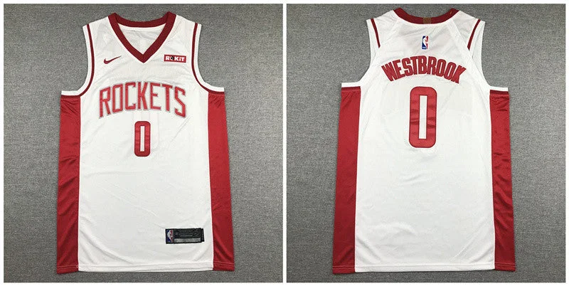 Basketball Jersey for Affordable Custom Uniforms-Rockets 0 Russell Westbrook White Authentic Basketball Jersey