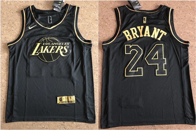 Basketball Jersey for Customizable Logo and Design-Lakers 24 Kobe Bryant Black Gold Swingman Basketball Jersey