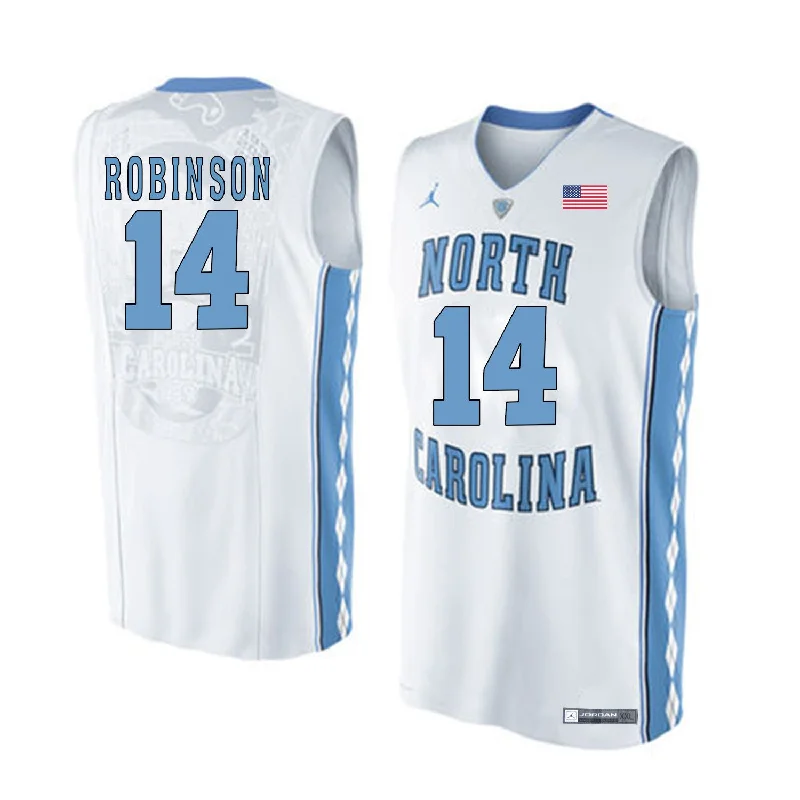 Basketball Jersey for Premium Quality Youth Jerseys-North Carolina Tar Heels 14 Brandon Robinson White College Basketball Basketball Jersey