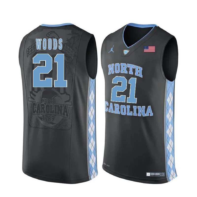 Basketball Jersey for Lightweight and Durable Wear-North Carolina Tar Heels 21 Seventh Woods Black College Basketball Basketball Jersey