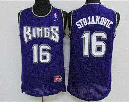 Basketball Jersey for High-Quality Materials-Kings 16 Peja Stojakovic Purple Stitched Basketball Jersey