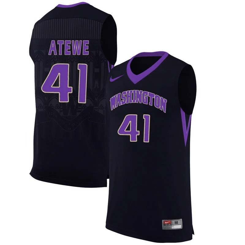 Basketball Jersey for Personalized Player Jerseys-Washington Huskies 41 Matthew Atewe Black College Basketball Basketball Jersey