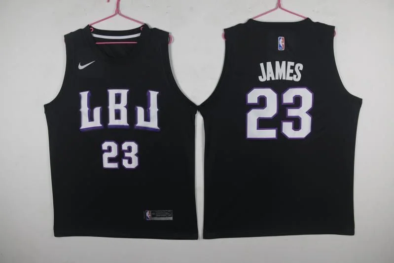 Basketball Jersey for Customizable Athletic Wear-Lakers 23 Lebron James LBJ Black Swingman Basketball Jersey