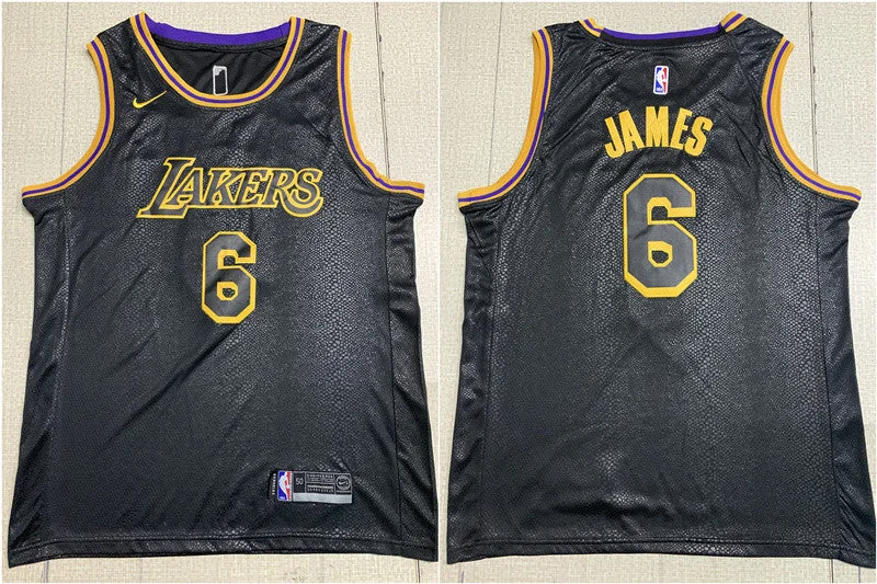 Basketball Jersey for Soft and Breathable Material-Lakers 6 Lebron James Black City Edition Swingman Basketball Jersey