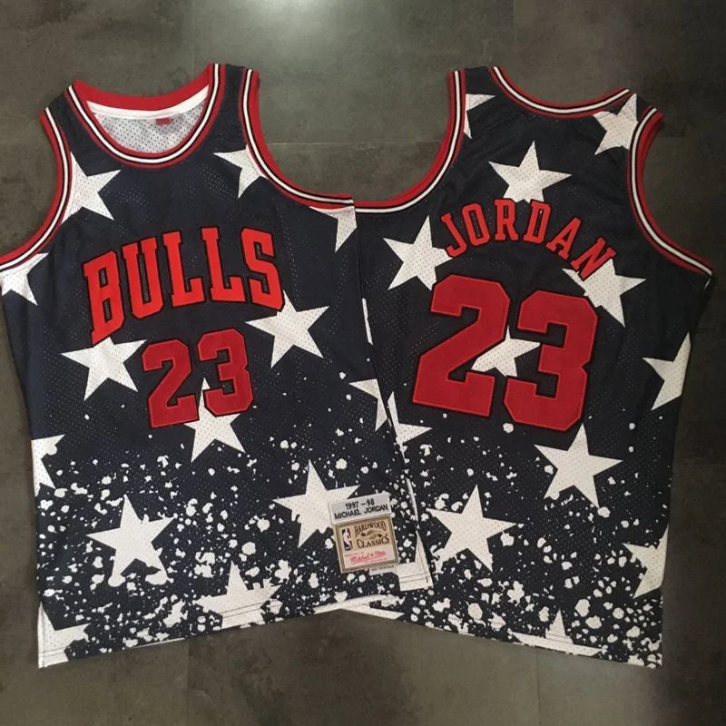 Basketball Jersey for High School Uniforms-Bulls 23 Michael Jordan Black Independence Day Stitched Basketball Basketball Jersey