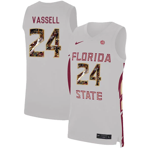 Basketball Jersey for Quick-Dry Material-Florida State Seminoles 24 Devin Vassell White Basketball College Fashion Basketball Jersey