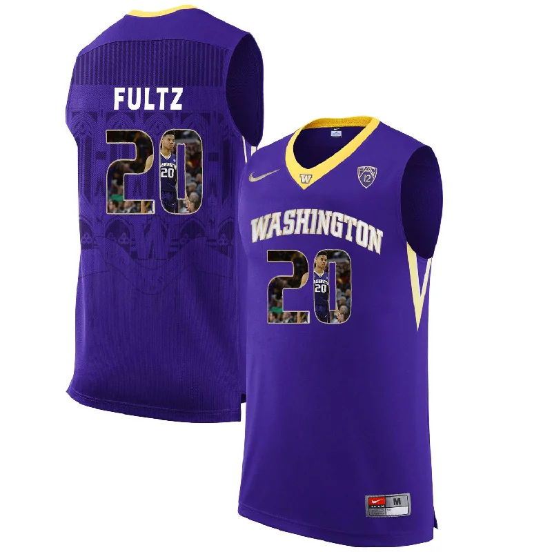 Basketball Jersey for Breathable Material for Athletes-Washington Huskies 20 Markelle Fultz Purple With Portait College Basketball Basketball Jersey