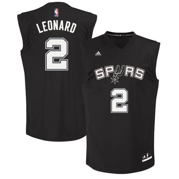 Basketball Jersey for High School Teams-Spurs 2 Kawhi Leonard Black Fashion Replica Basketball Jersey