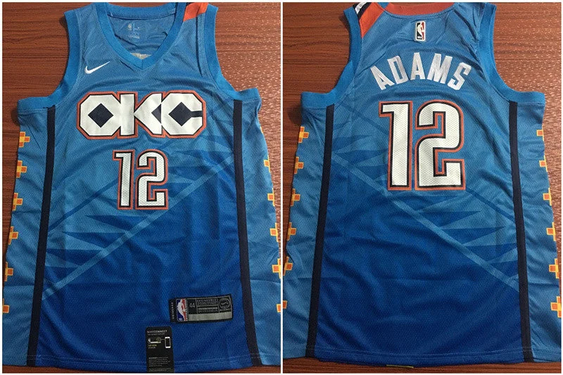 Basketball Jersey for Retro Custom Jerseys-Thunder 12 Steven Adams Blue City Edition Swingman Basketball Jersey