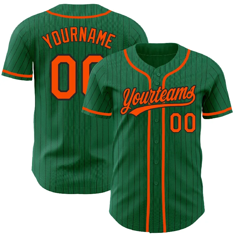 Baseball Jersey for Retro Design-Custom Kelly Green Black Pinstripe Orange Authentic Baseball Jersey