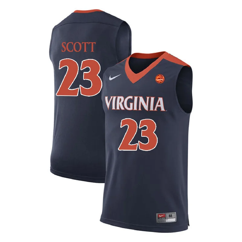 Basketball Jersey for Game Performance Apparel-Virginia Cavaliers 23 Mike Scott Navy College Basketball Basketball Jersey