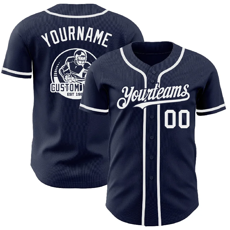 Baseball Jersey for Team Uniforms-Custom Navy White Authentic Baseball Jersey