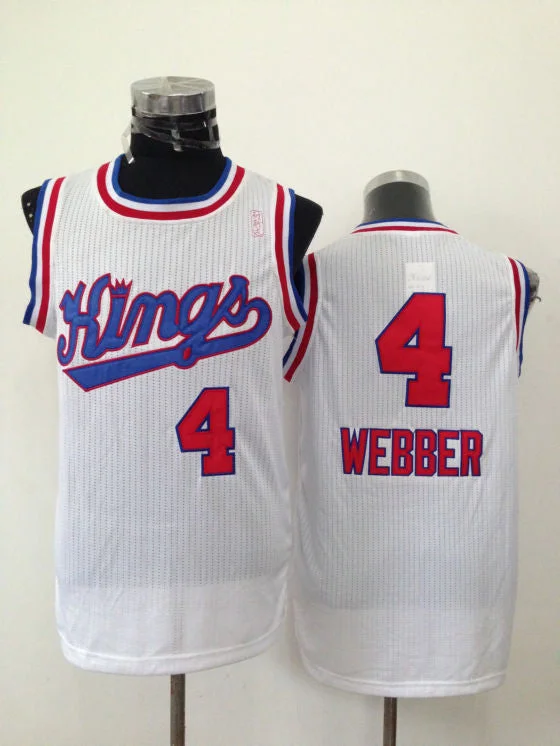 Basketball Jersey for Performance-Ready Game Wear-Kings 4 Webber White Basketball Jerseys