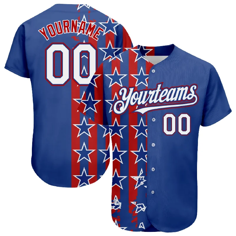 Baseball Jersey for Premium Game-Day Apparel-Custom Royal White Red 3D American Flag Authentic Baseball Jersey