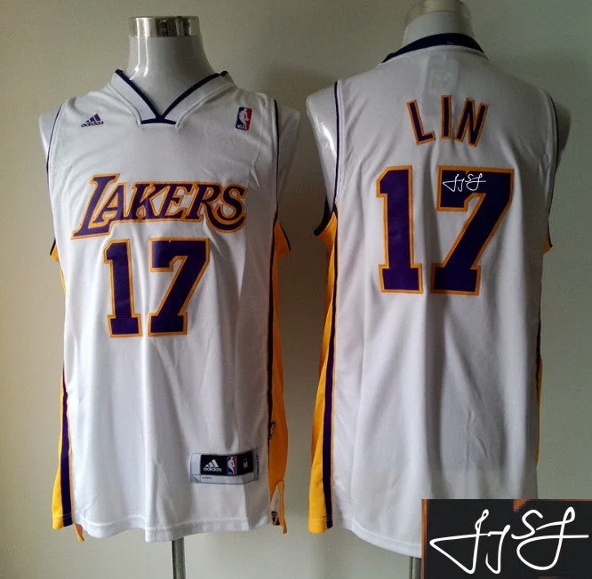 Basketball Jersey for Game Day Wear-Lakers 17 Lin White Signature Edition Basketball Jerseys