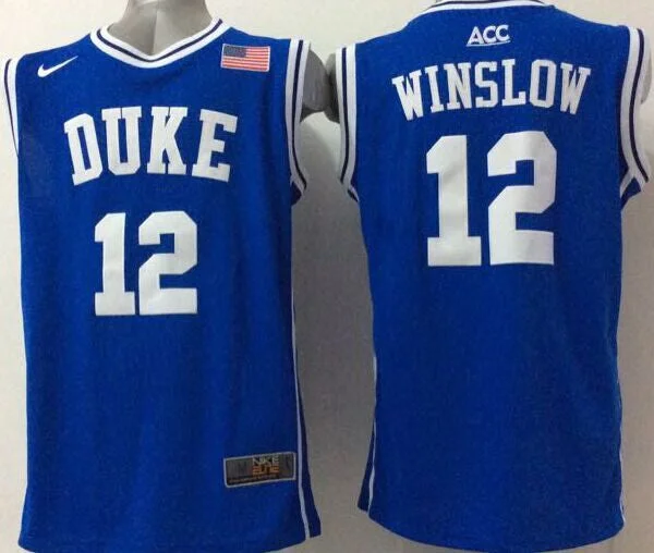 Basketball Jersey for Game Day Apparel-Duke Blue Devils 12 Winslow Blue College Basketball Jersey